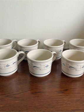 Longaberger Woven Traditions Stoneware Mugs - Set of 7